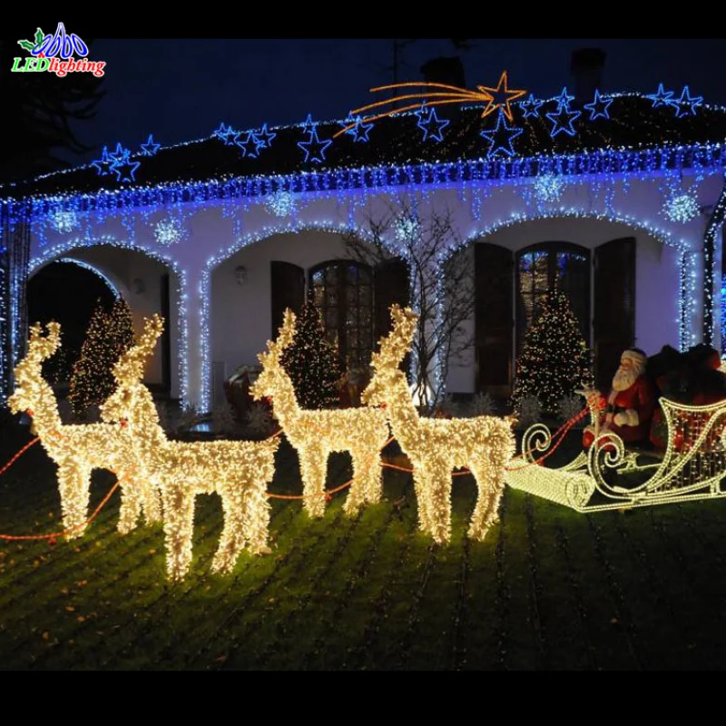 Custom. hot sale outdoor led light santa claus reindeer leigh