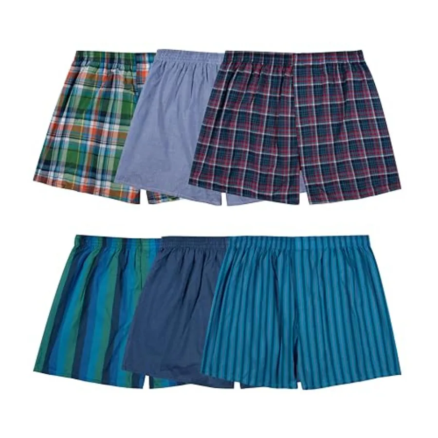

Men's Tag Free Woven Boxer Shorts, Relaxed Fit, Moisture Wicking, Assorted Color Multipacks