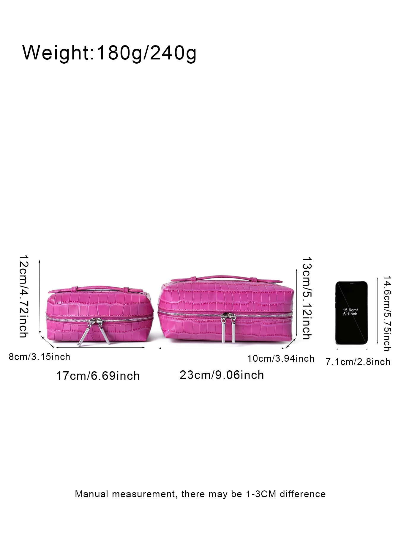 Neue Rosenrote Echte Krokodilleder-Textur Kosmetiktasche Große Kapazität Reise-Tragbare Handtasche Organizer Make-up-Tasche Etui – Detail 26