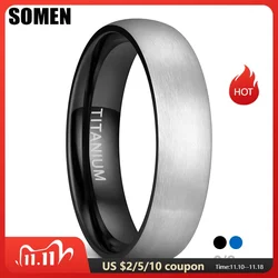 Somen Men's Titanium Ring Matte Finished Black/Blue Inside Classic Engagement Anel Unisex Jewelry Female Male Wedding Bands