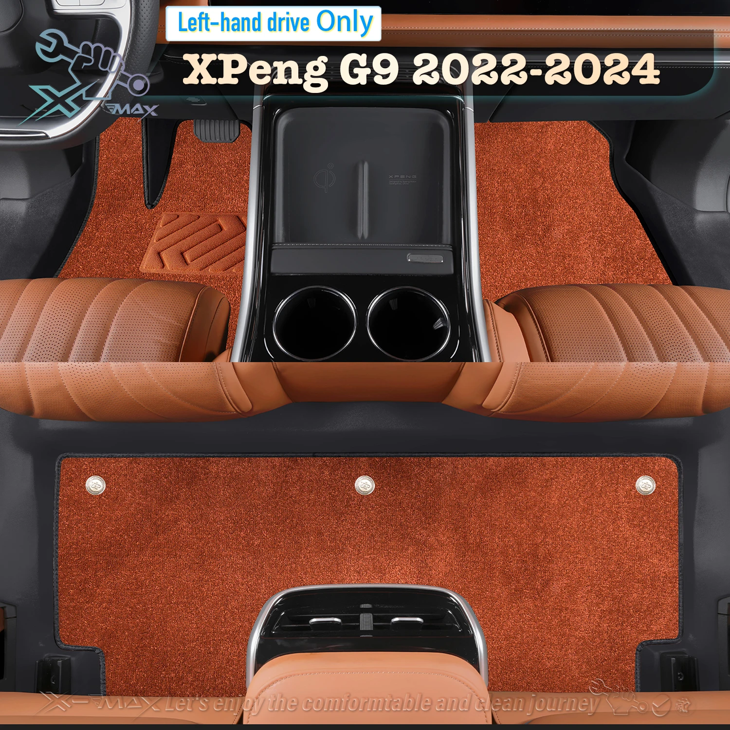 Left-hand Drive Car Floor Mat For XPeng G9 2022-2024 Full Surround Foot Mat Automotive Floor Mat Floor Liner Water-proof Mat