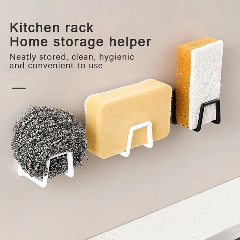 Kitchen Sponges Holder Rack Stainless Steel Adhesive Sink Sponges Drying Rack Wall Storage Holder Kitchen Organizer Hook