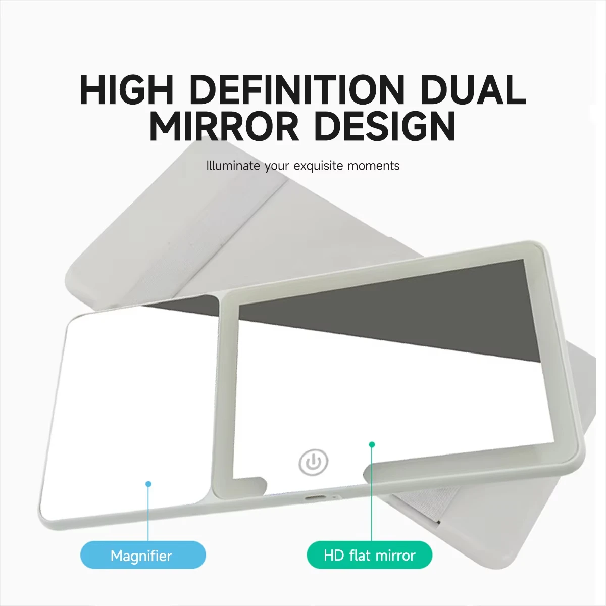 Car LED Makeup Mirror with Magnifying Glass HD Mirror Sun Visor Plate Interior Rear Mirror Dimmable Touchscreen Vanity Mirror