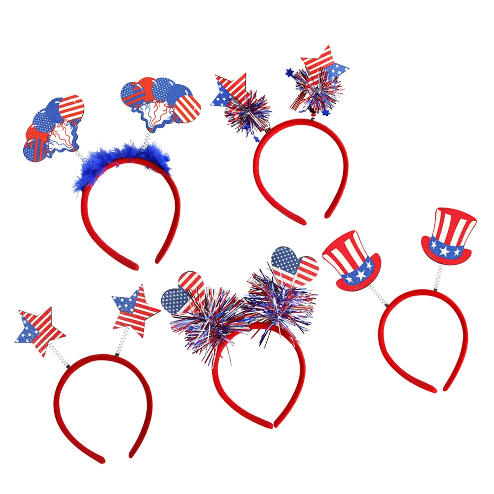 

5Pcs Independence Day Hairband Star Headbands Durable Plastic Hair Decoration for Festival Party Halloween Christmas New Year