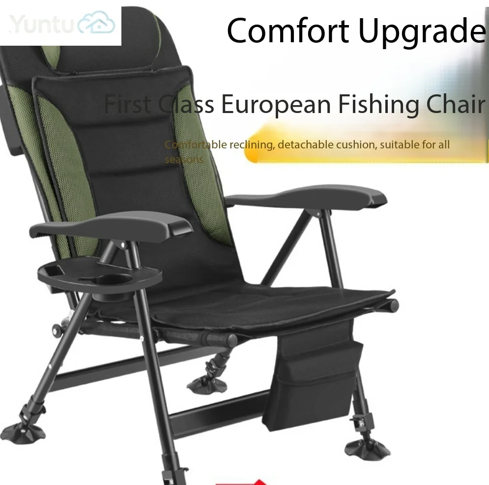 New Upgraded Multifunctional Fishing Chair, Comfortable Foldable Reclining Portable Fishing Seat for Bank Fishing