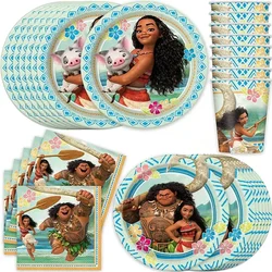 New Moana Theme Children Birthday Party Disposable Tableware Cup Plate Flag Kids Girls Wedding Party Decoration Supplies