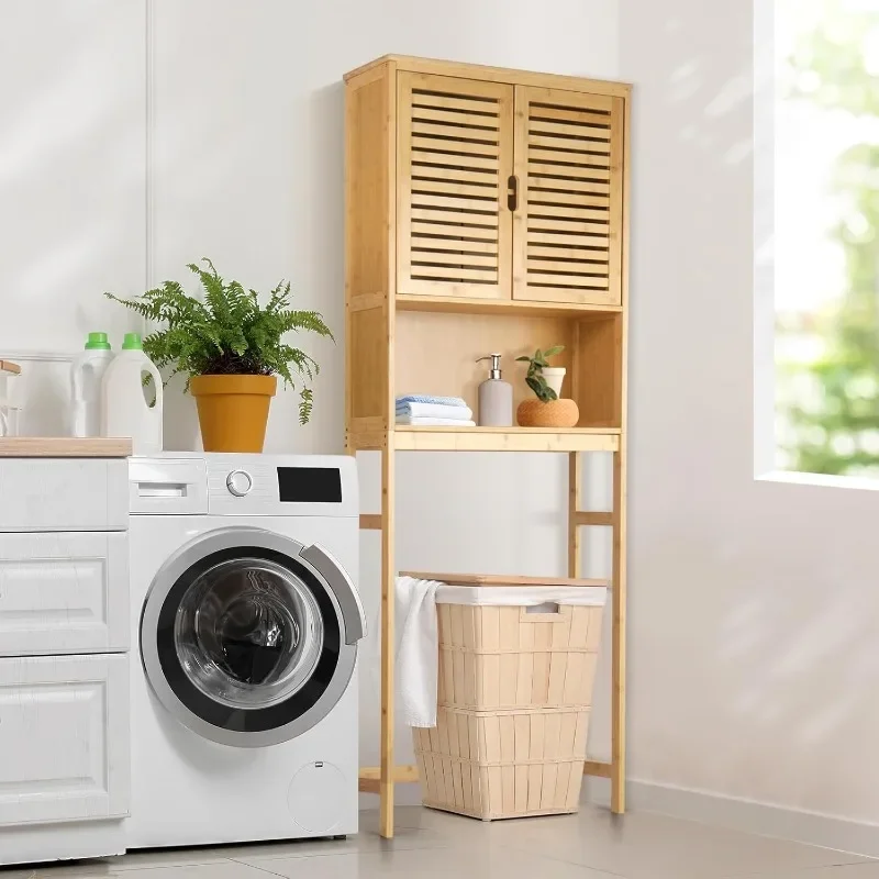 Over The Toilet Storage Cabinet - Adjustable3-Tier Bathroom Organizer, Easy Assembly, Rustproof Metal Frame for Bath Essentials