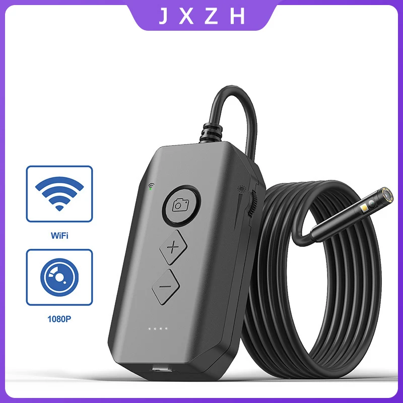 Industrial WiFi Endoscope Camera for Android/iPhone HD1080P Triple Lens Rigid Cable Waterproof Piping Camera Check Car Endoscopy