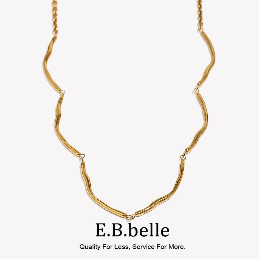 E.B.belle Halskette mit PVD-Beschichtung im minimalistischen Stil für Damen und Mädchen, stapelbarer Halsschmuck aus 316L-Edelstahl