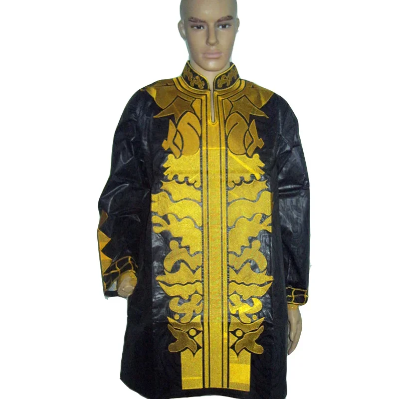 Robe Africaine pour Homme, Bazin Riche, Design de Broderie, Haut Long avec Pantalon