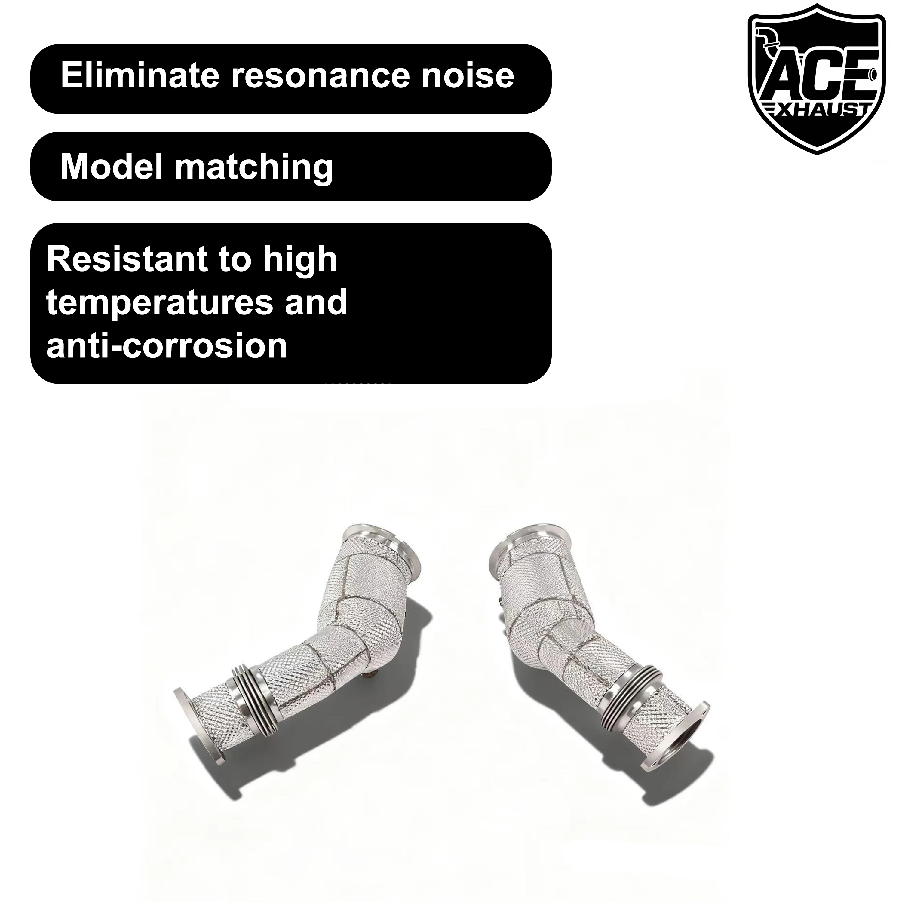 ACE Edelstahl-Rennsport-Downpipe für Aston Martin DB11 5.2T Hochleistungs-Auspuffrohr mit Hitzeschild Auspuffanlagen – Detail 8