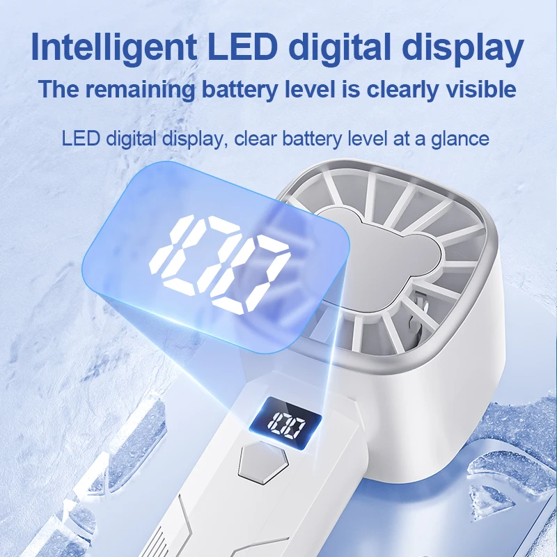 USB Handheld Mini Fan Foldable Portable Neck Hanging Fans 5 Speed USB Rechargeable Fan with Phone Stand and Display Screen