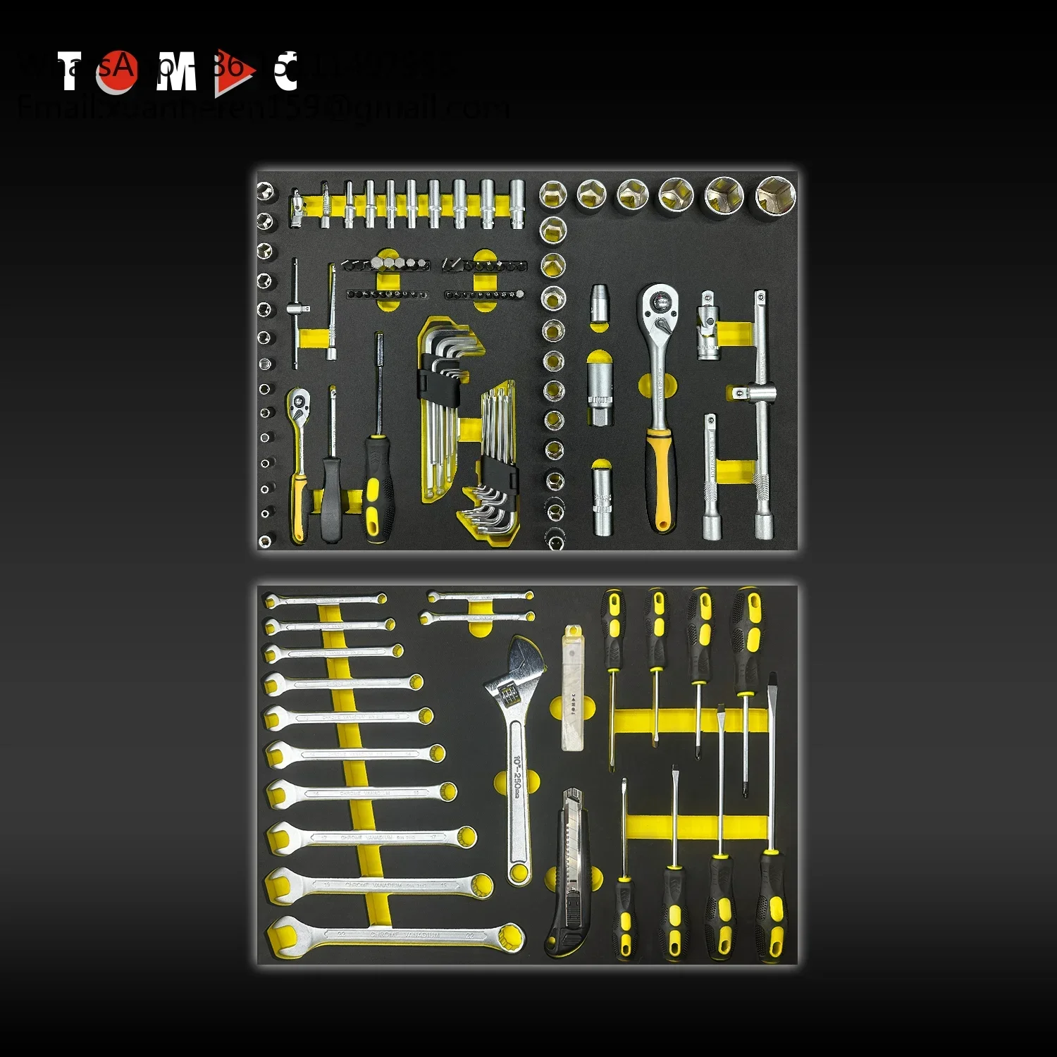 Tomac 7 Drawer Auto Body Repair Workstation 193 Pc Panel & Glass Set Tool Cabinet with Tools carrinho de ferramentas