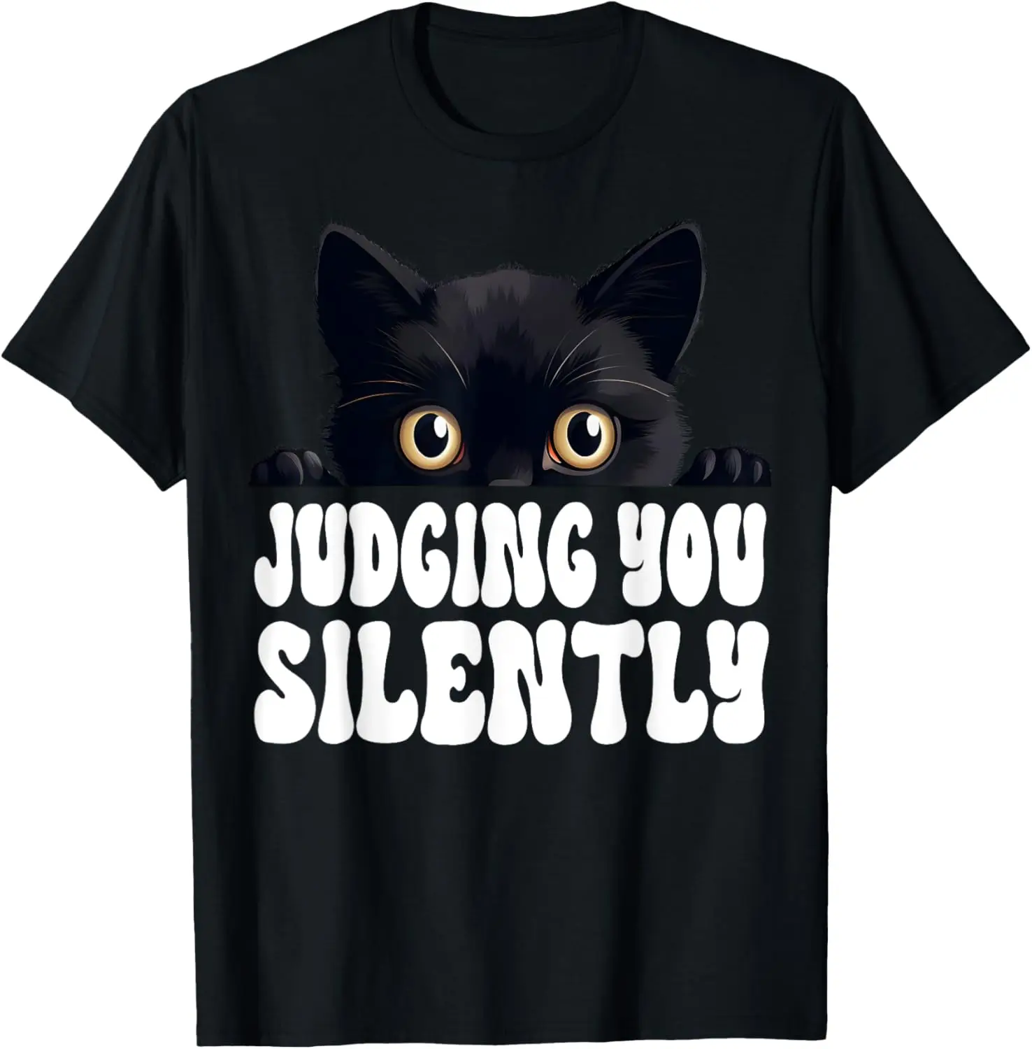 

Новая футболка - футболка с забавным черным котом JUDGING YOU SILENTLY Love Sarcastic Cat