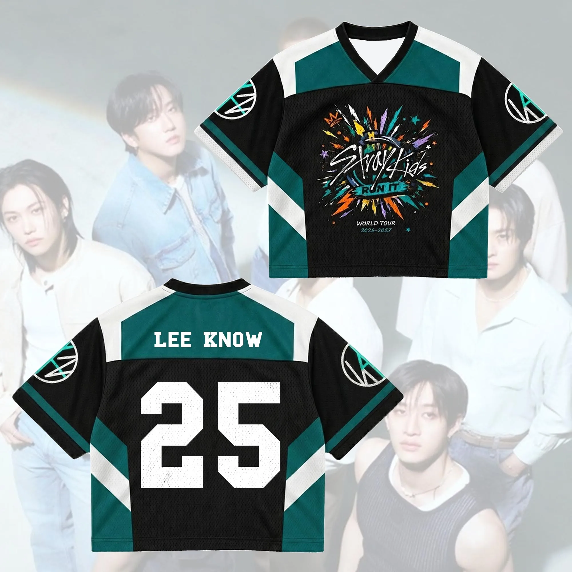 2026 Stray Kids Run It World Tour 3D-gedrucktes Jersey Herren Sommer Outdoor T-Shirt Atmungsaktiv Schnelltrocknend Streetwear Kleidung – Detail 3