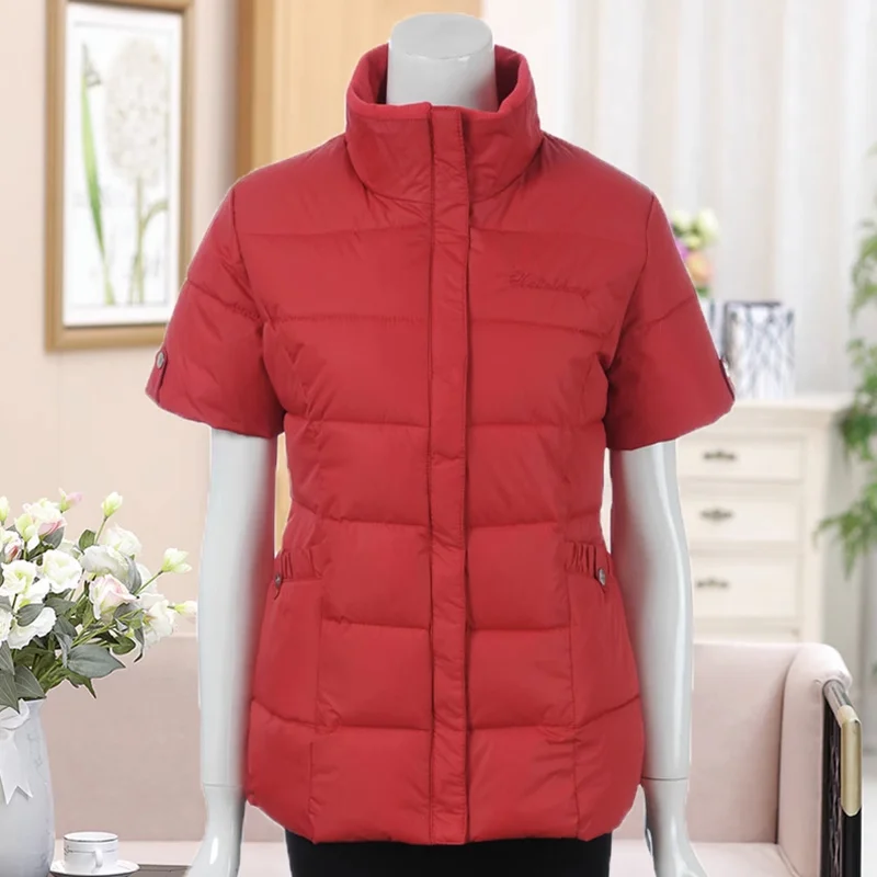 Women's Down Cotton-Padded Waistcoat Vest Jacket, Half Sleeve, Loose, Thick, Warm, Casual, Female Tops, Winter, Autumn, Fashion