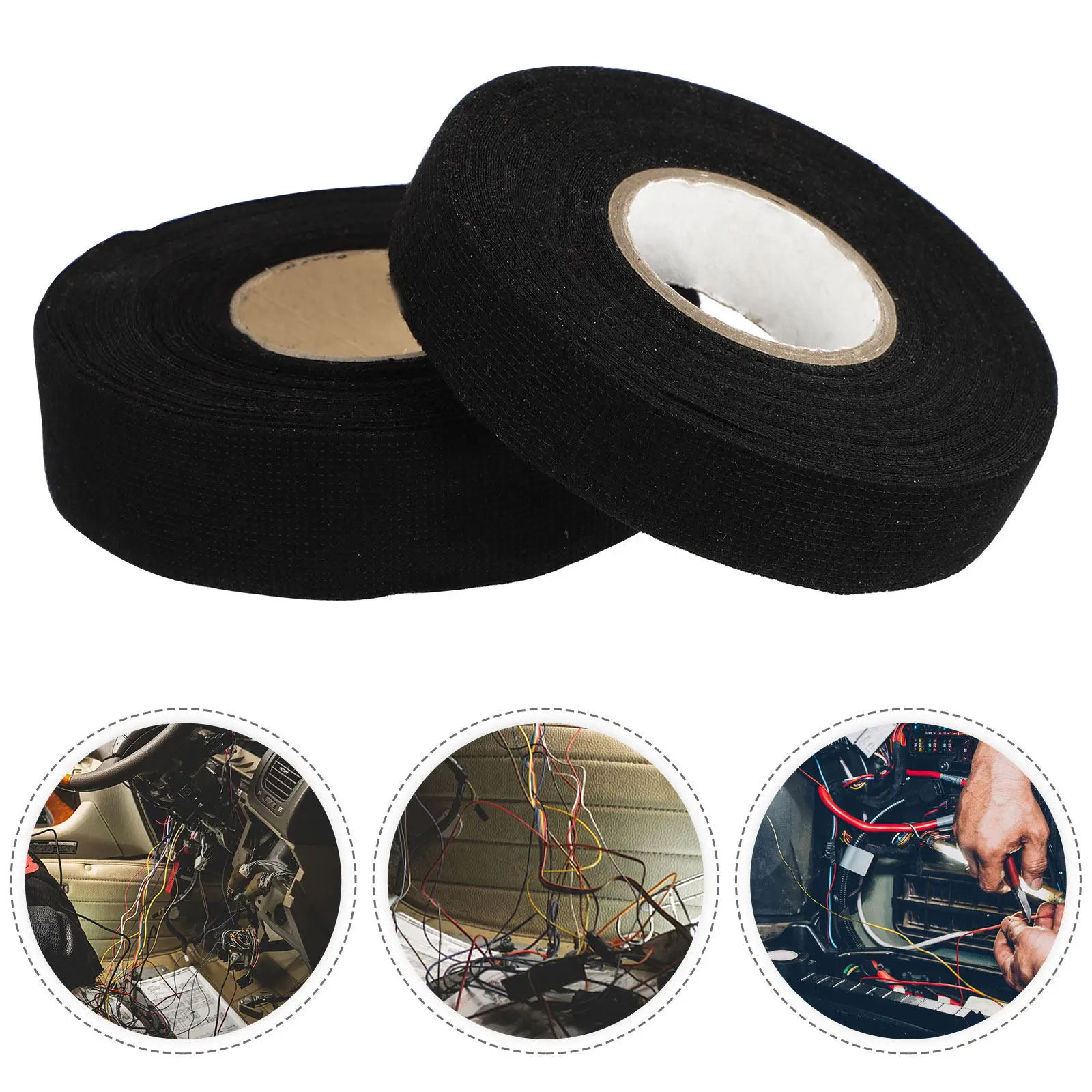 2Pcs Adhesive Wiring Harness Tape High Temp Resistant for Automobile Electronic Network Electric Wire Winding Car Heat-Resistant