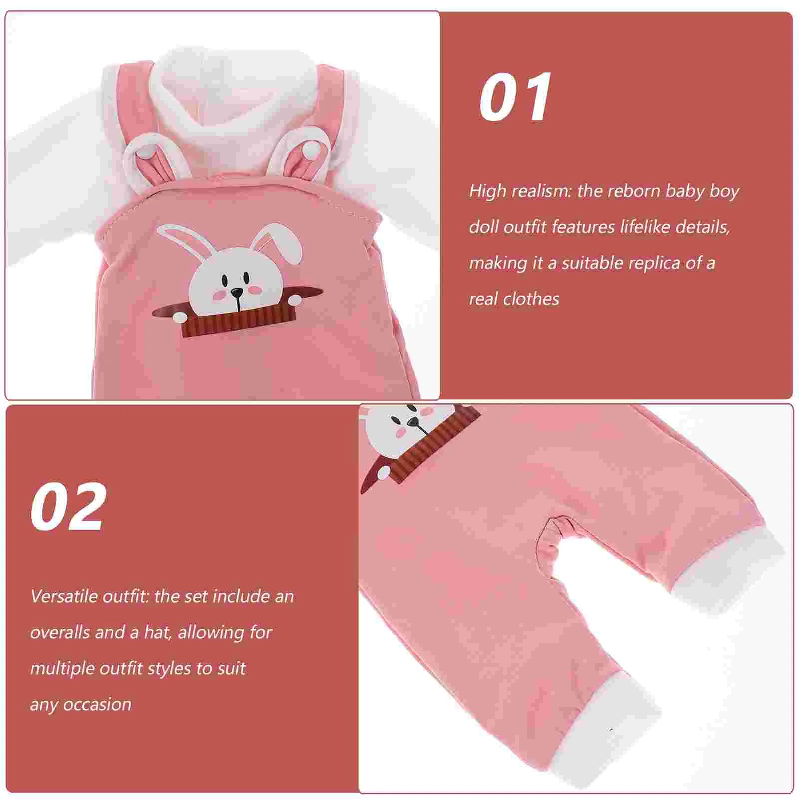 1 Set High-Detail Baby Suspenders Outfit For Play Simulation Clothing Decorative Clothes With Hat Acces