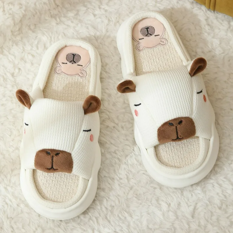 Cotton Linen Platform Slippers Women Home Cartoon Cute Designer Shoes Girls Fashion Trend Spring Summer Elegant Indoor Footwear