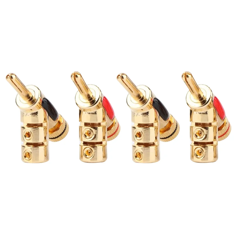 8Pcs/4Pairs Banana Plug Hi-End Copper For 4mm Head Self-Locking Speaker Connector Audio Amplifier Y-Shaped Gun Type Adapter Gold