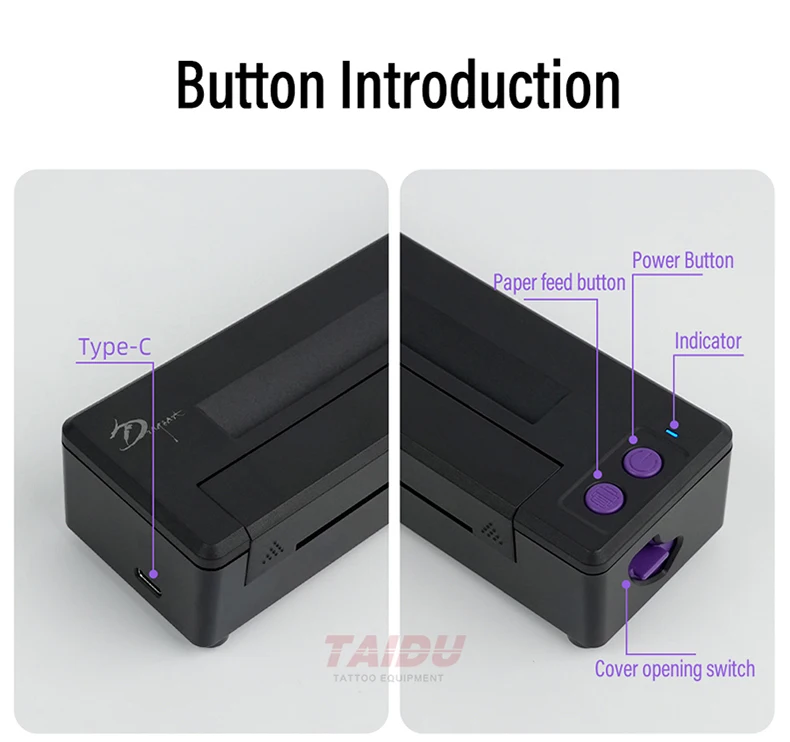 TAIDU P19 Tattoo Printer Portable Thermal Stencil Printer Bluetooth Printing Tattoo Printer Stencil Tattoo Equipment