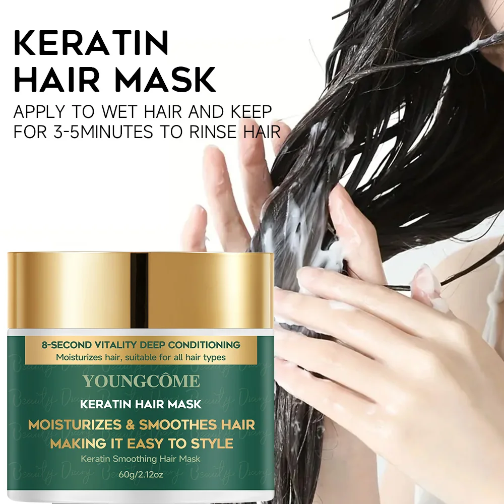 

Intensive Keratin Moisturizing Hair Mask-Deep Nourishing, Smoothing Curly Hair, Lasting Shine, Suitable for All Hair Types