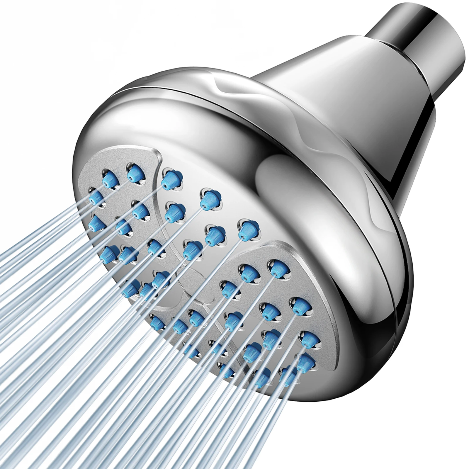 

High Pressure Shower Head–Pressure Boosting for Low Flow,Fixed Bathroom Replacement,Fan Design, 1.75 GPM, Chrome, 3.4 Inch Round