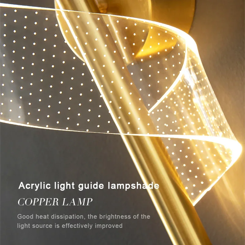 LED Wall Lights Luxury Gold Nordic Creative Acrylic for Bedroom Bedside Hallway Living Room Balcony Vanity Decoration Wall Lamps