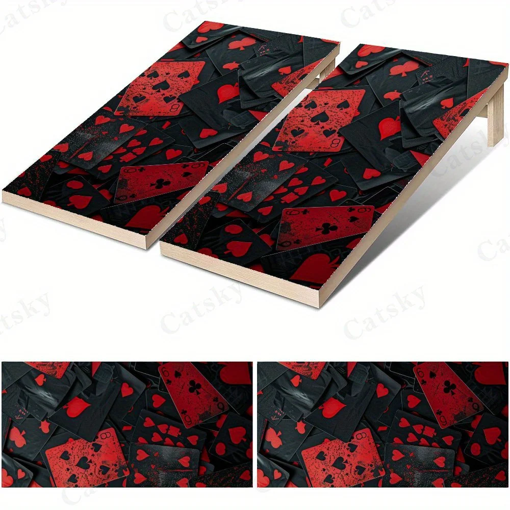 赤黒のポーカーカードステッカー、2dフラットビニールサンドボードデカール-お手頃価格で高品質、気泡がなく貼りやすい。