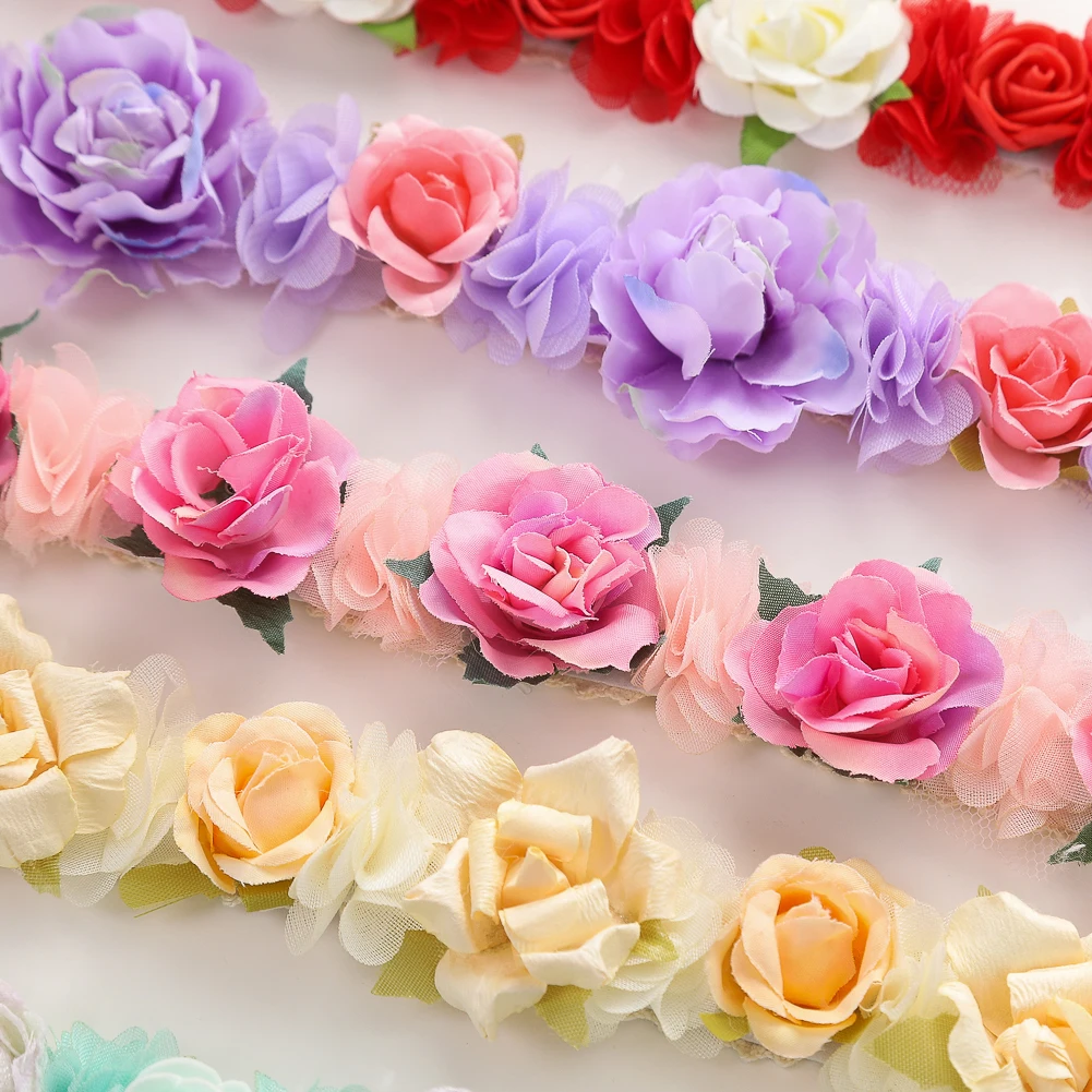 Fake Flower Baby Girls Headbands Princess Colorful Mini Lace Hairbands Adjustable Hair Ties Tiaras Kids Hair Hoop