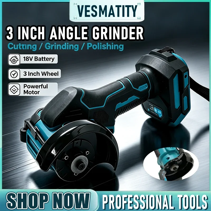 2026 new 3 inch angle grinder 18V 20000 RPM efficient motor extends battery life for metal tile cutting for 18V 20V battery