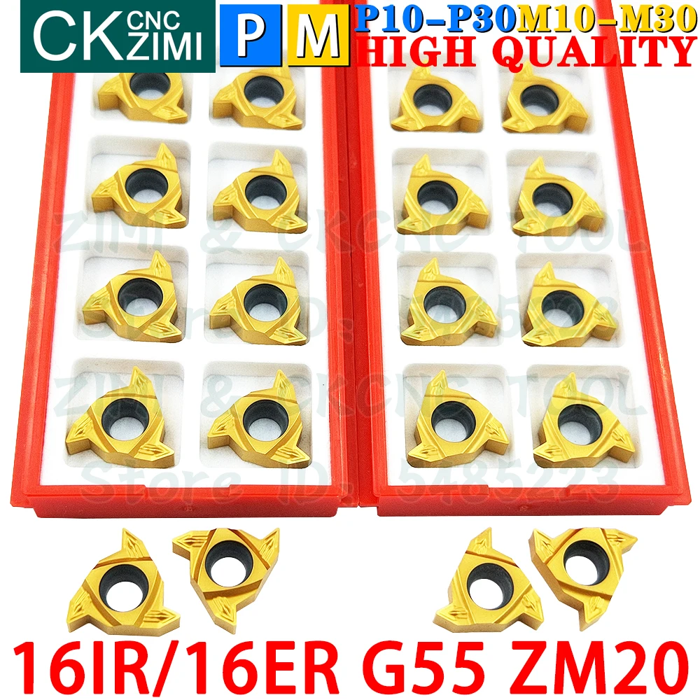 16IR G55 ZM20 16ER G55 ZM20 Carbide Inserts Internal External Thread Threaded Inserts Tools CNC Metal Lathe Turning Cutter Tools