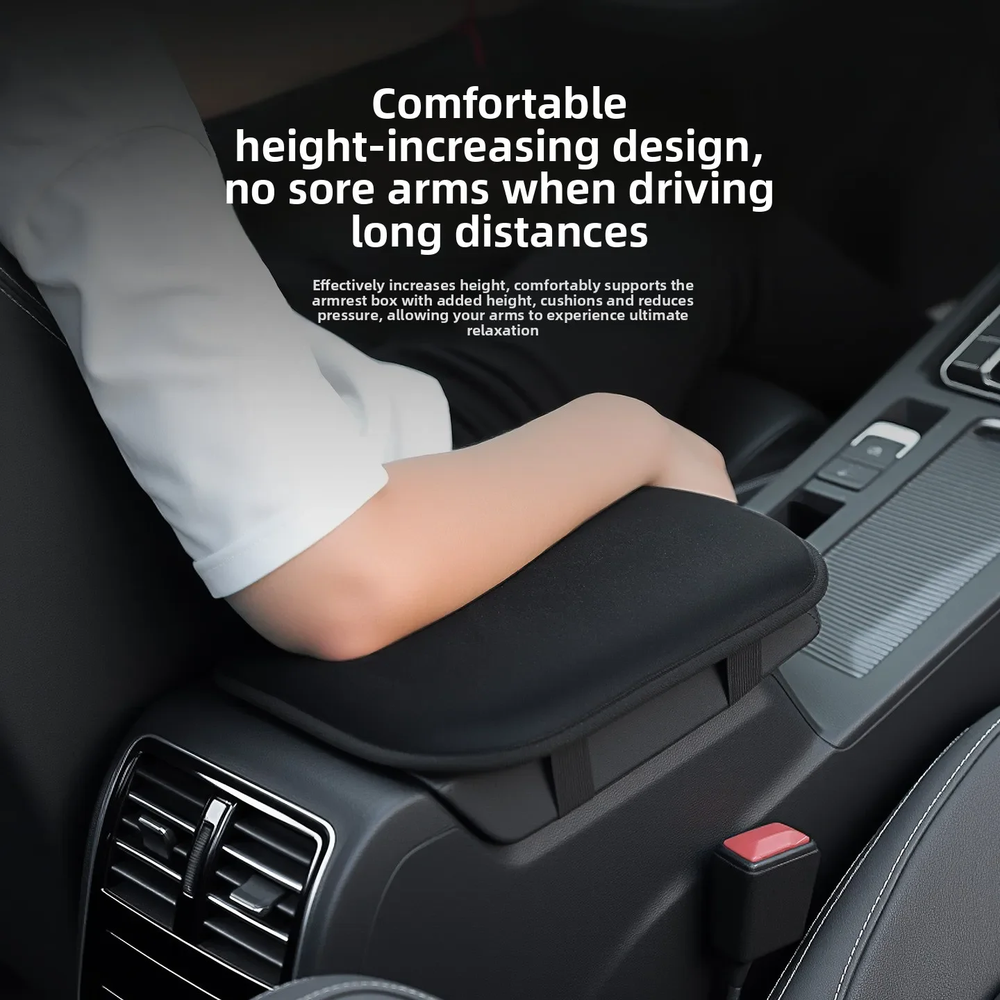 Universal Car Armrest Booster Pad Height Increasing Center Console Armrest Cushion Non-slip Memory Foam Arm Rest Support Cover
