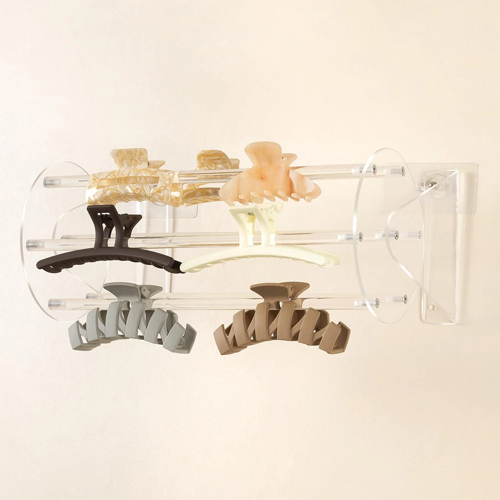 

360-Degree Rotating Holder Acrylic Hair Clip Organizer Bedroom Organization Minimalist Style Space-Saving Storage