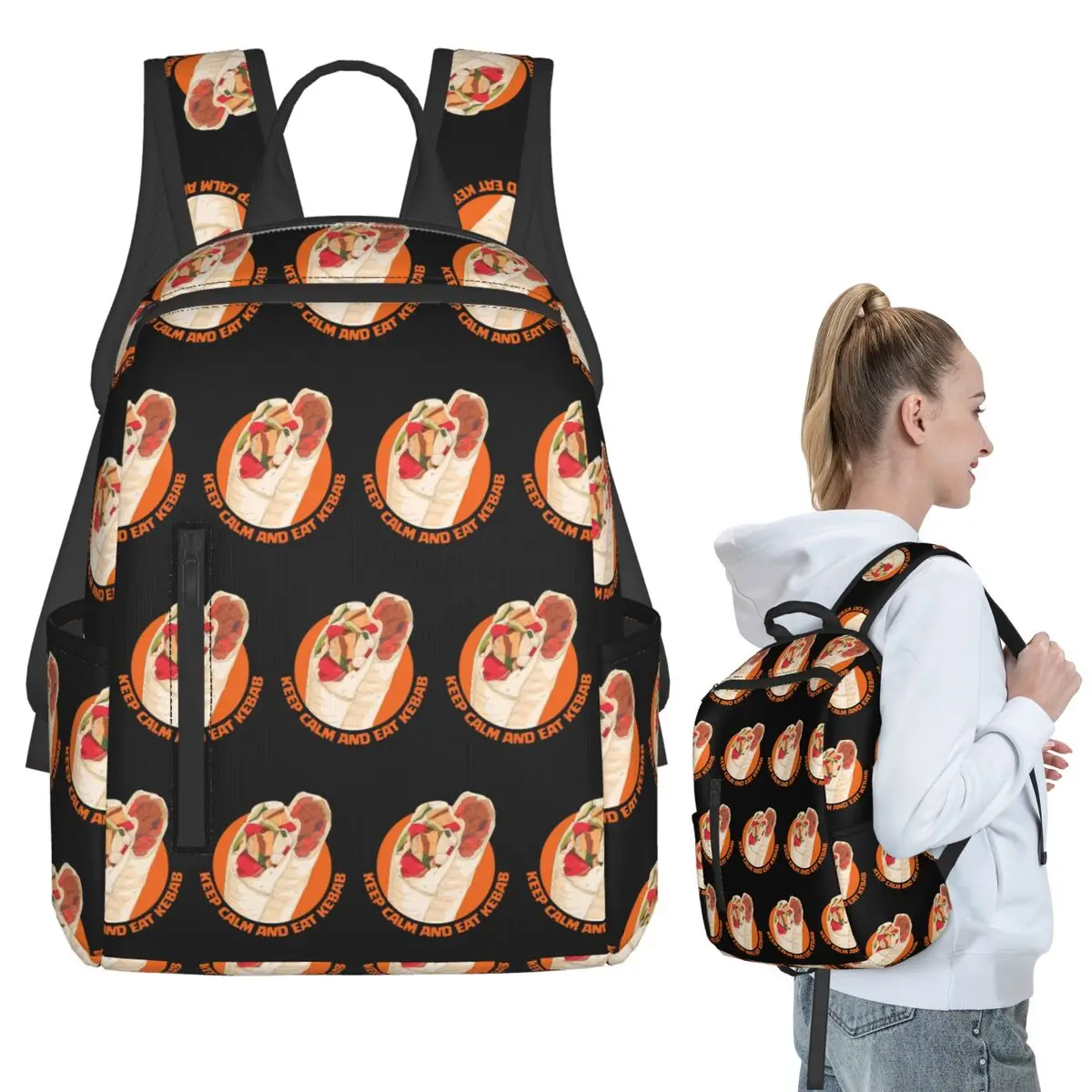 

Funny Doner Kebab Cartoon Backpack Student BookBag Kids School Bag Laptop Shoulder Bags Men Women
