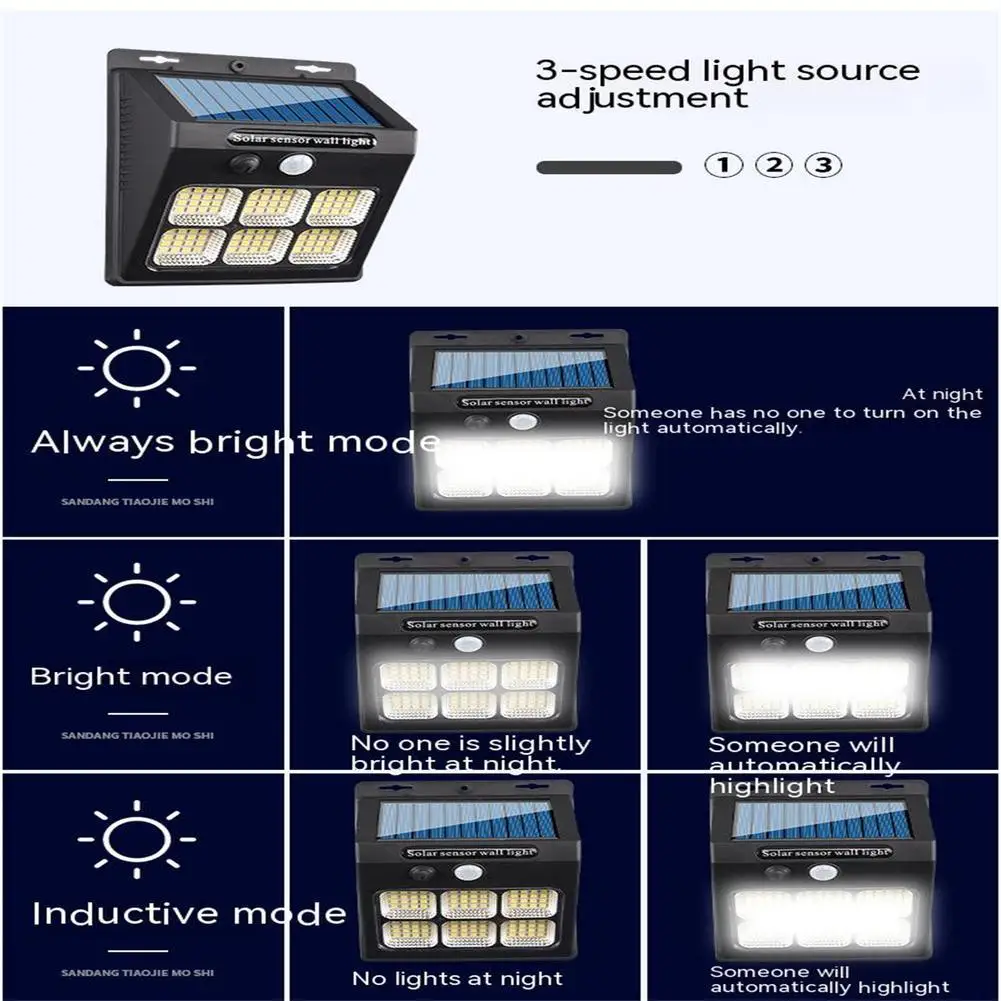 야외 112 LED 태양광 보안 조명, 무선 방수 태양광 모션 조명, 정원 파티션용 태양광 벽 조명