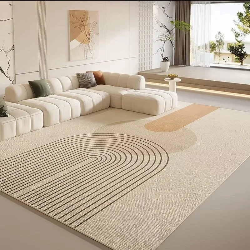 VIKAMA Cream Style Line Living Room Floor Mat, Large-Sized Sofa, Coffee Table Blanket, Bedroom Carpet, Home Decoration