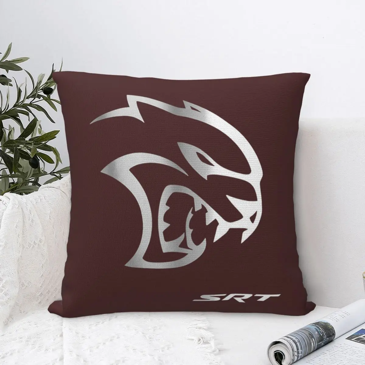 SRT Hellcat Demon Dodge Challenger Car Racing Square Pillowcase Pillow Cover Cushion Comfort Throw Pillow for Home Bedroom