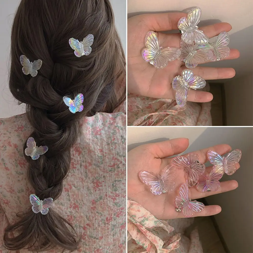 5Pcs Mermaid Butterfly Hair Clips Sweet Girl Hairpin Bangs Clips Fashion Headwear Apparel Accessories