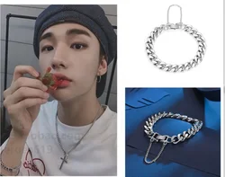 2024 kpop neue hwang hyun-jin das gleiche Titan Stahl Armband Metall kette Hip-Hop Rock ins Promi Schmuck Paar Geschenk