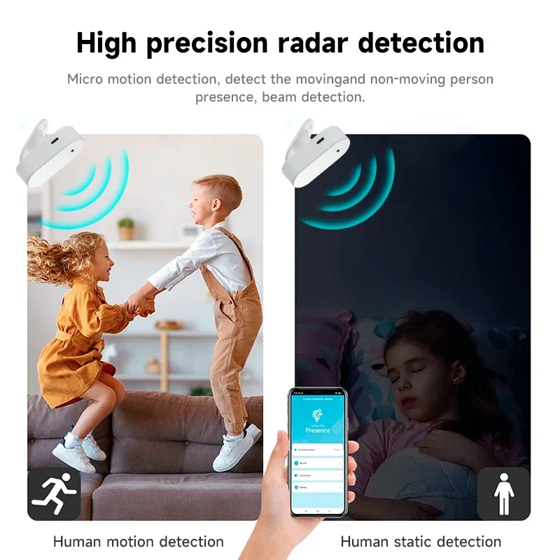 Smart Millimeter Wave Human Presence Detector Compatible with For Tuya WiFi and For Zigbee Ideal for Home Office and Hotel Use