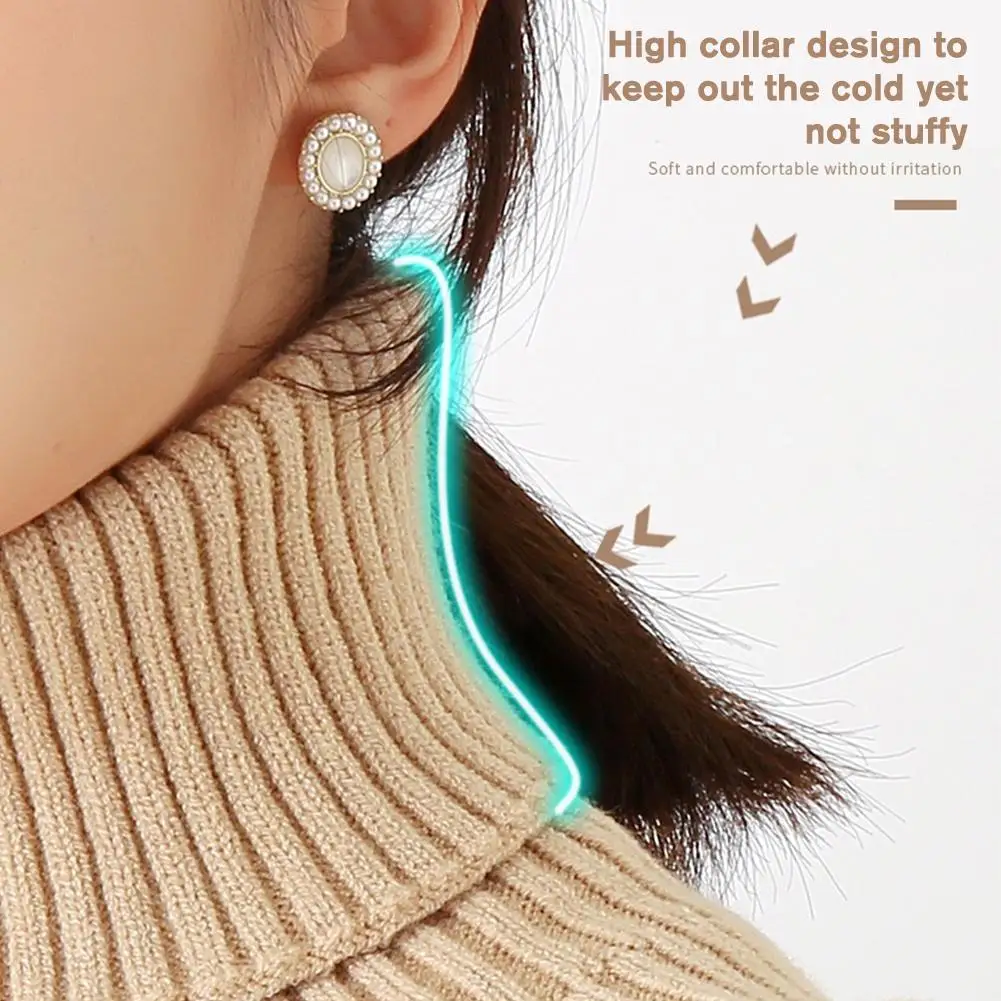 Neck Scarf Warm Knitted Collar Detachable Women Turtleneck Knitted False Fake Collar Warm Winter Windproof Wrap Scarf Ruffles