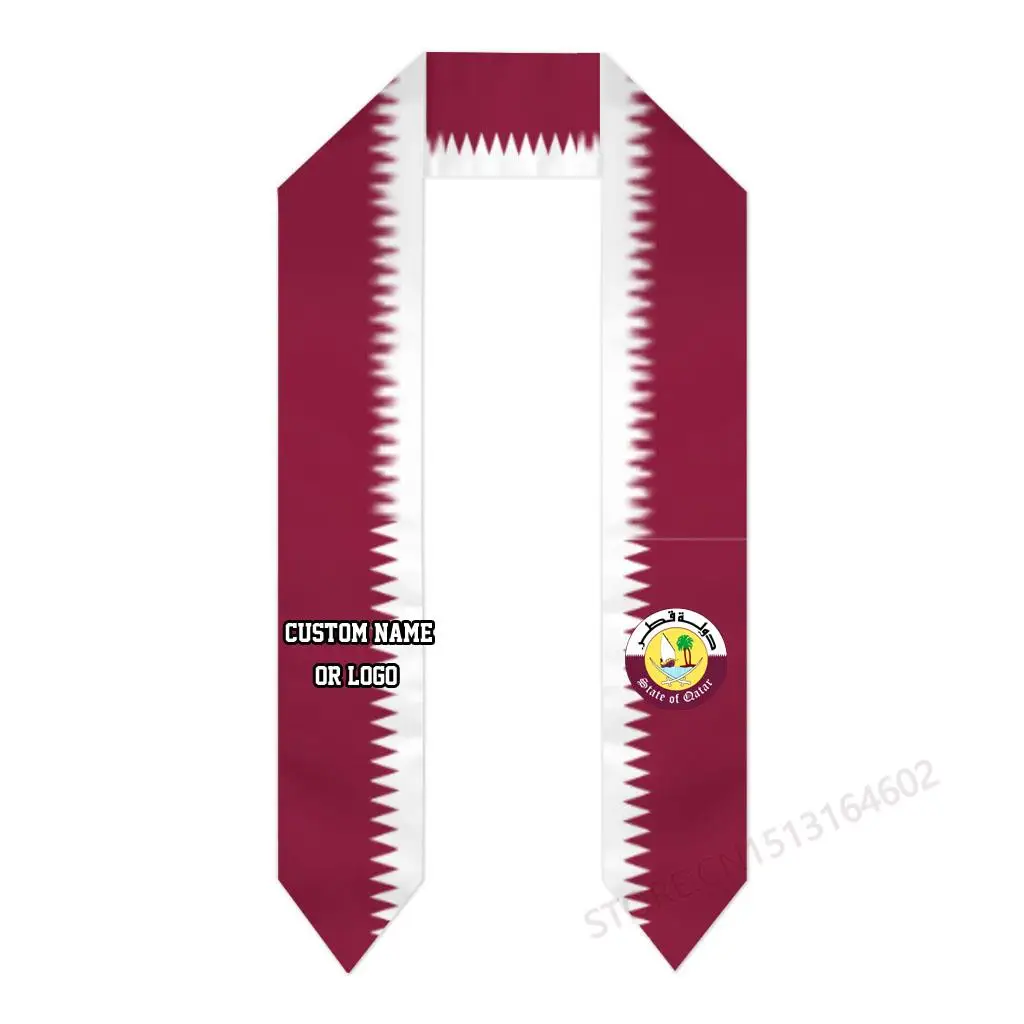 

Custom Name Or Logo Qatar Flag Scarf Graduation Stole Sash International Study Abroad Class of 2023 Shawl