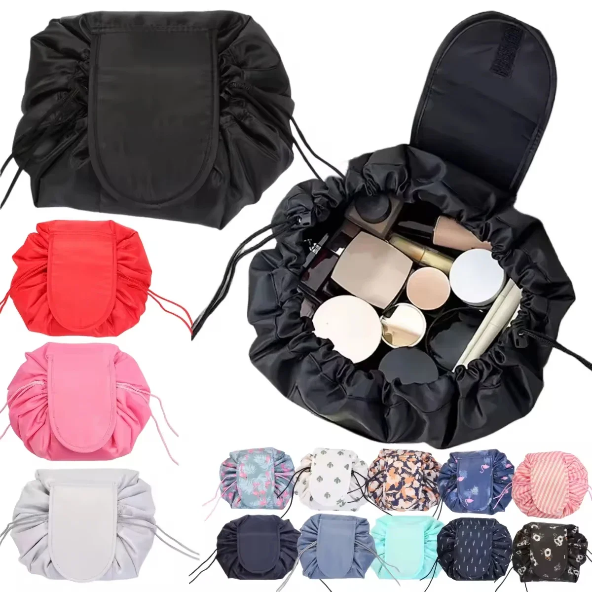 

Women Drawstring Cosmetic Bag Travel Storage Makeup Bag Organizer Female Make Up Pouch Portable Waterproof Toiletry Beauty Case