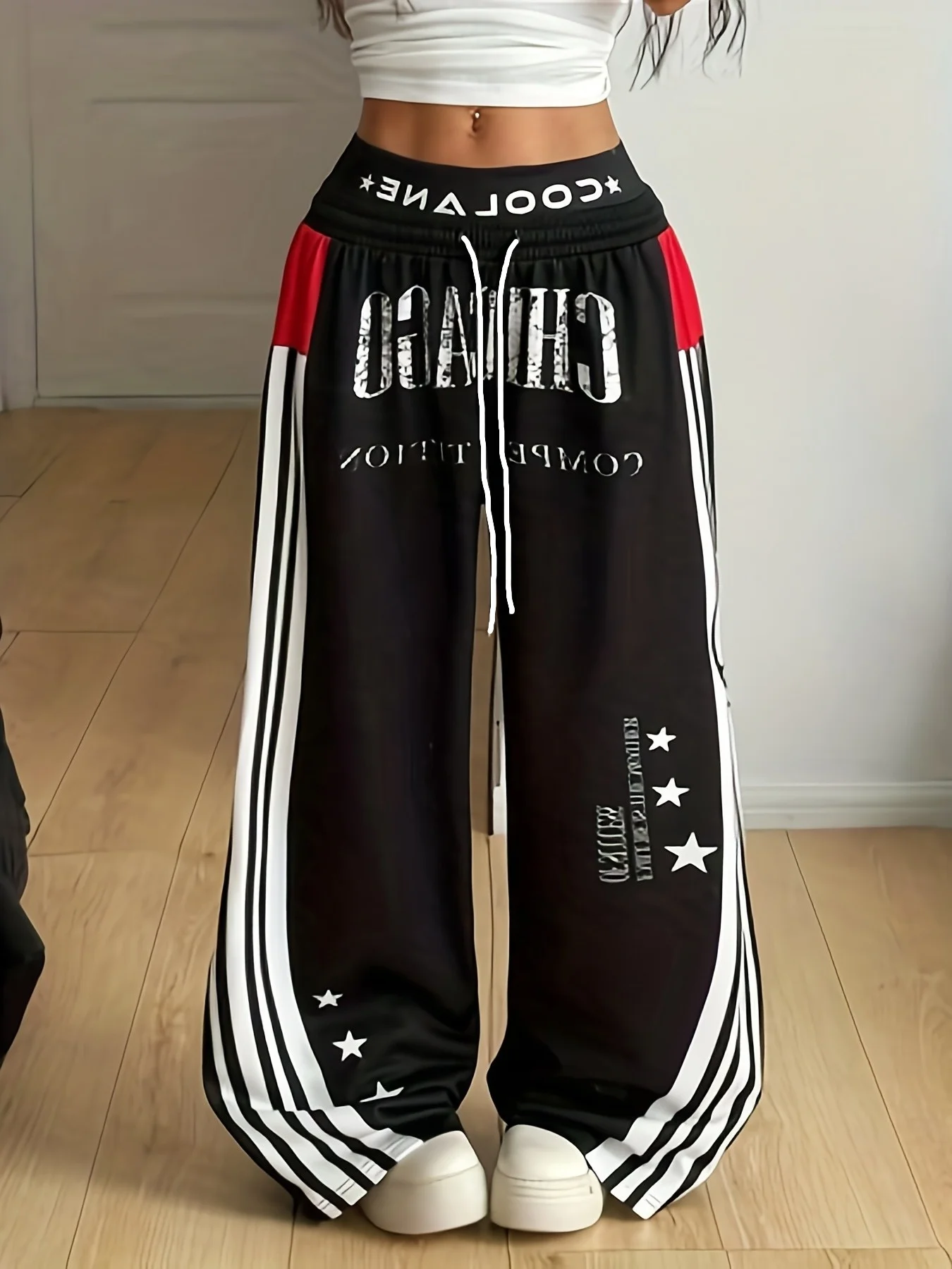 2026 Summer Kids Quick Dry Wide Leg Pants Black Red 
