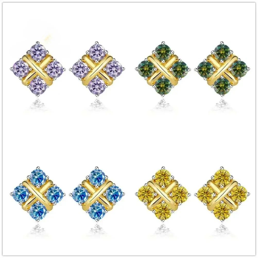 

100% 925 Sterling Silver Earrings Real 0.8 Carat D Color Moissanite Stud Earrings For Women Sparkling Party Fine Jewelry Gifts