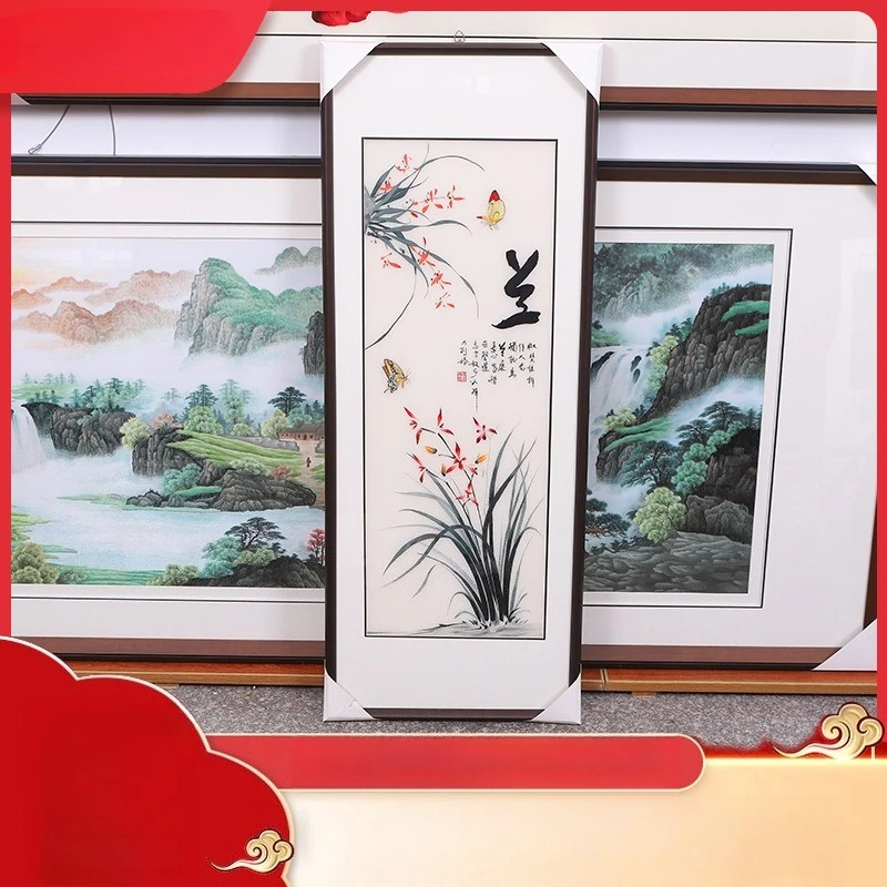 Handmade thread embroidery Meilan bamboo chrysanthemum kit living room ornament Suzhou embroidery
