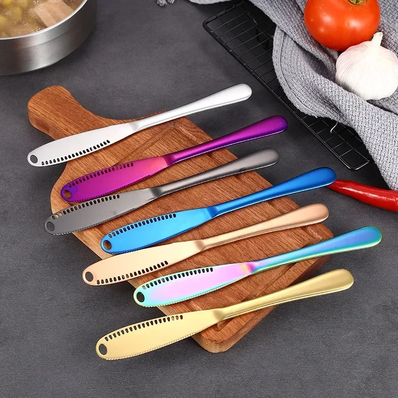 Stainless Steel Butter Knife Cheese Cutter with Hole Cheese Grater Dessert Jam Knifes Wipe Cream Bread Tools Kitchen Tools