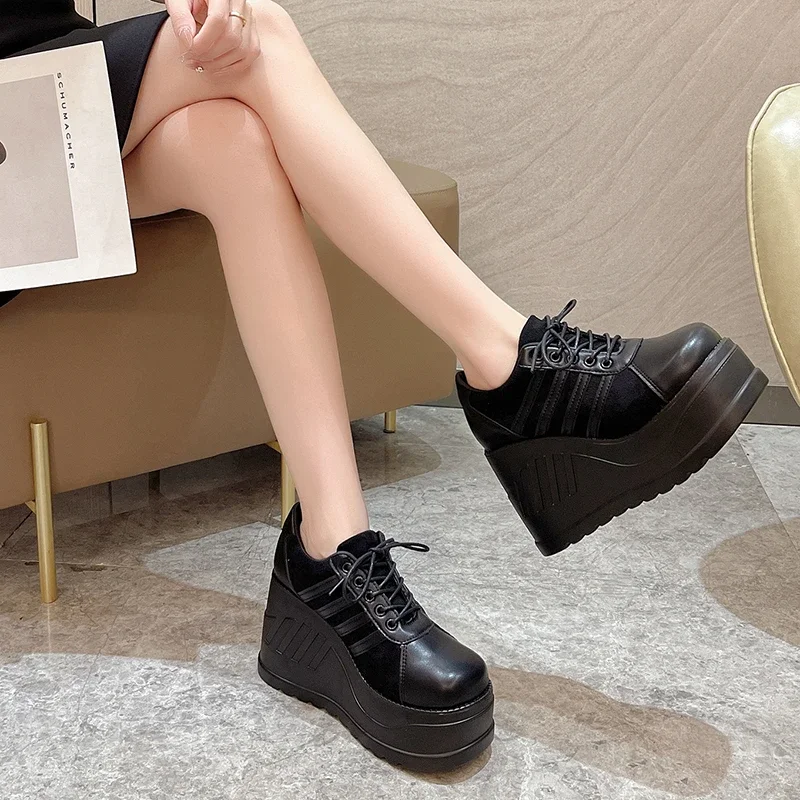 

10cm Heel Black Design Goth Platform Shoes for Women Fashion Cosplay Wedge Women Shoe 2025 Street Sneaker Woman Zapatos De Mujer