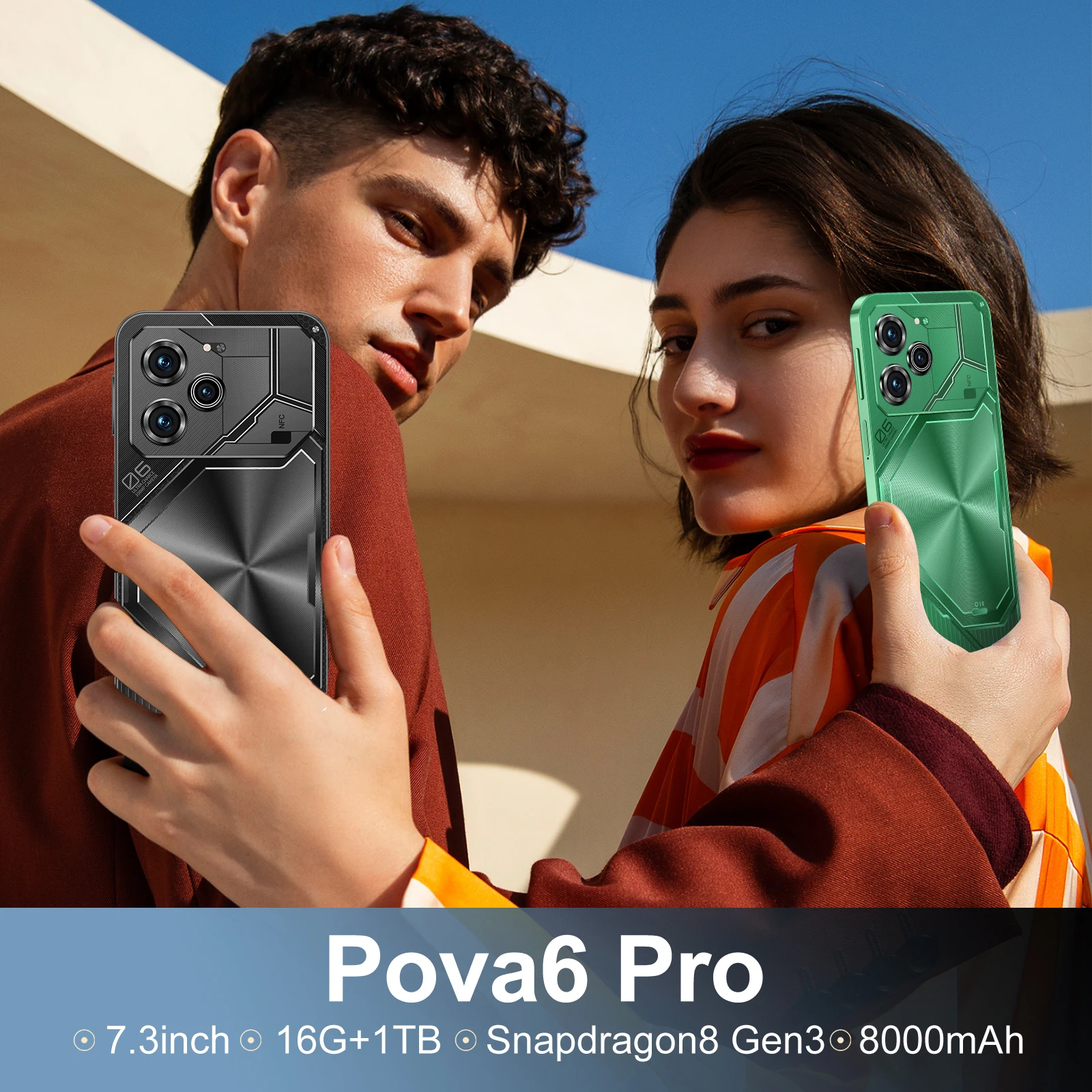 Мобильные телефоны с экраном Pova6 Pro HD7.3, оригинальные мобильные телефоны 16G + 1T 5G Dual Sim Celulare Android, разблокированные сотовые телефоны, глобальная версия